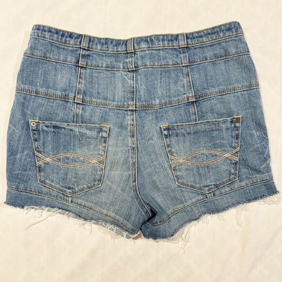 Vintage Abercrombie Fitch Y2K Stretch Double Button Front Jean Shorts Sz 12 31W - Picture 2 of 16